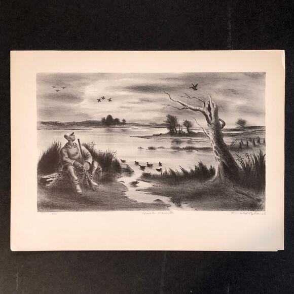 Arnold Blanch "Duck Hunter" Art 1930s Print Treasury Collection Sketch Vintage - Picture 1 of 10